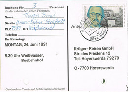 40085. Tarjeta Comercial WEISSWASSER (Alemania Federal) 1991. Buchung Frankenwald Bier, Cerveza - Lettres & Documents