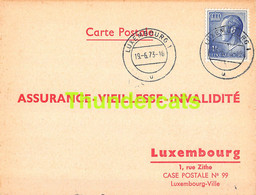 ASSURANCE VIEILLESSE INVALIDITE LUXEMBOURG 1973 ROLLINGER THEVES - Storia Postale