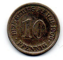 Allemagne -  10 Pfennig 1900 G - TB - 10 Pfennig