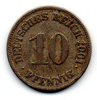 Allemagne -  10 Pfennig 1901 E - TB - 10 Pfennig