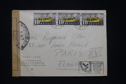 SUISSE - Enveloppe De Basel Avec Oblitération Bureau Automobile Pour Paris En 1945 Avec Contrôle Postal - L 95406 - Maximumkarten (MC)