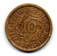 Allemagne -  10 Reichspfennig 1924 F TB+ - 10 Rentenpfennig & 10 Reichspfennig