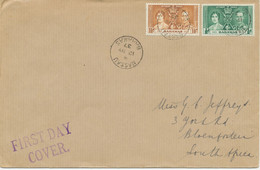 BAHAMAS 1937, 12th May CORONATION ½ D And 1 ½ D On Superb FDC With CDS „NASSAU / BAHAMAS“ To BLOEMFONTEIN, South Africa - 1859-1963 Colonie Britannique