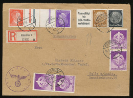 KÜSTRIN - HALLE  R-Brief MiF 818 , W89 , KZ40   1942 - Cartas