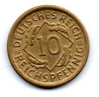 Allemagne -  10 Reichspfennig 1925 D TTB+ - 10 Renten- & 10 Reichspfennig