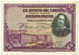 ESPAÑA - 50 Pesetas - 15.08.1928 - Pick 75.c - Serie D - Diego Velázquez - Kingdom - 50 Peseten