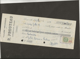 LETTRE DE CHANGE - TUILERIE MECANIQUE -R .PROUTEAU LONGEVILLE -VENDEE -ANNEE 1935 - Bills Of Exchange