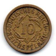 Allemagne -  10 Reichspfennig 1929 F TB+ - 10 Renten- & 10 Reichspfennig