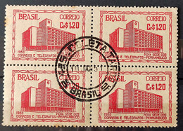 C 260 Brazil Stamp Correios Building Pernambuco Postal Service 1951 Block Of 4 CPD DF - Andere & Zonder Classificatie