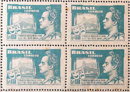 C 265 Brazil Stamp Brazilian Theater Congress Joao Caetano Dos Santos 1951 Block Of 4 1 - Autres & Non Classés
