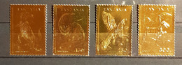 TANZANIA 1996 PREHISTORIC ANIMALS 4 STAMPS GOLD. - Préhistoriques