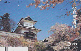 Télécarte Ancienne JAPON / NTT 310-022 - TBE - Paysage Pagode - Landscape Castle JAPAN Front Bar Phonecard - Balken TK - Cultural