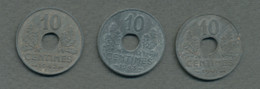 10 Centimes état Français Zinc, 1941-1942-1943 (grand Module) - 10 Centimes