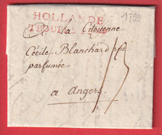 MARQUE ARMEE HOLLANDE TROUPE FRANCAISE LA HAYE AN7 1799 ANGERS MAINE ET LOIRE - Army Postmarks (before 1900)