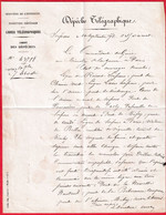 GUERRE 1870 DEPECHE TELEGRAPHIQUE DE SOISSONS AISNE 20 SEPTEMBRE 1870 LE COMMANDANT DU GENIE TRES BEAU TEXTE - Guerra Del 1870