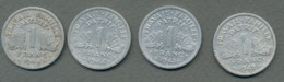 1 Franc état Français, 4 Pièces (1942-1943-1944-1944C) - 1 Franc