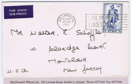 Ireland 1956 Commodore John Barry 1/3d Used On Airmail Cover To New Jersey. - Cartas & Documentos