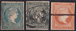1856-112 CUBA 1856 ISABEL II PUERTO RICO ANTILLAS COMPLETE SET 1/2r-2r. - Prefilatelia