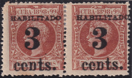 1899-464 CUBA 1899 3c S. 3c PAIR US OCCUPATION FIRST ISSUE PHILATELIC FORGERY. - Nuovi