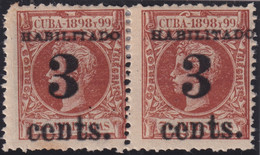 1899-464 CUBA 1899 3c S. 3c PAIR US OCCUPATION FIRST ISSUE PHILATELIC FORGERY. - Unused Stamps