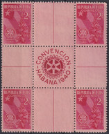 1940-317 CUBA REPUBLICA 1940 ROTARY CLUB CENTER OF SHEET GOMA ORIGINAL MANCHAS. - Unused Stamps