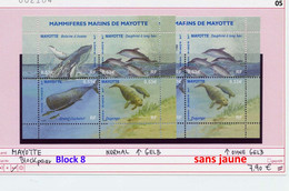 Mayotte 2005 - Block 8 Normal + Block 8 Ohne Gelb / Sans Jaune - ** Mnh Neuf Postfris - Meeressäuger - Mammeres Marins - Blocs-feuillets