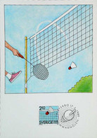 ►  BADMINTON  - Illustration  -  Carte Maximum Card (Fasterbo Sverige 1989) - Badminton