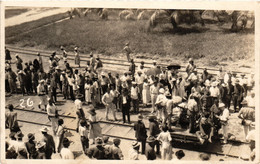 Honduras, Celebrating People On A Railway Track, Vintage Real Photo Postcard - Honduras