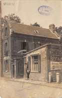 27-VERNON- CARTE-PHOTO- 2 RUE STE GENEVIEVE - CAFE -POMPES A ESSENCE - Vernon