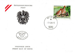 AUTRICHE. N°2108 De 1999 Sur Enveloppe 1er Jour. Perdrix. - Rebhühner & Wachteln