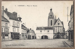 Delcampe - CPA 91 - LIMOURS - Place Du Marché - TB PLAN CENTRE VILLAGE - Devantures Magasins + Oblitération Verso - Limours