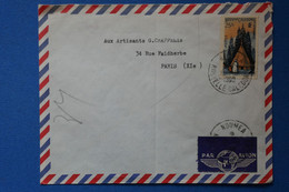 Q4 NOUVELLE CALEDONIE BELLE LETTRE 1949 NOUMEA POUR PARIS  FRANCE+ SEUL SUR LETTRE + AFFRANCHISSEMENT PLAISANT - Brieven En Documenten