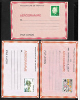 Entier Postal Aérogramme N°502  à  504   Illustrés  Neufs B/T B   - Ganzsachen