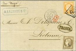 GC 532 / N° 38 Càd T 17 BORDEAUX (32) 4 FEVR. 1875 Sur Lettre Pour Lisbonne + N° 56 Oblitéré Ancre. L'explication Retenu - 1871-1875 Cérès