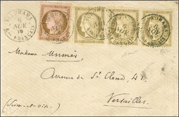 Càd YOKOHAMA / Bau FRANCAIS 6 NOV. 76 / N° 54 + 56 (3) Sur Lettre Pour Versailles Par La Voie De Marseille. - SUP. - RR. - 1871-1875 Cérès