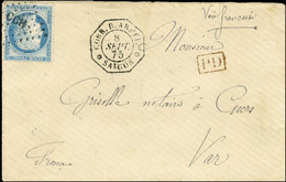 Losange CCH / France N° 60 Type III Càd Octo CORR.D.ARMÉES / SAIGON 8 SEPT. 75 Sur Lettre Pour Cuers, Au Verso Grand Cac - 1871-1875 Cérès