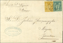 Càd BORDEAUX / ETRANGER / N° 75 + 86 Sur Imprimé Complet Pour Zacatecas (Mexique). 1880. - SUP. - RR. - 1876-1878 Sage (Type I)