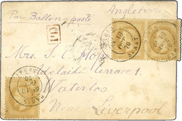 Càd PARIS / SÉNAT 10 OCT. 70 / N° 28 (3) Sur Carte Pour  '' Waterloo Near Liverpool '' Sans Càd D'arrivée. LE WASHINGTON - War 1870