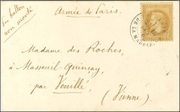 Càd PARIS / PL. DE LA MADELEINE 15 OCT. 70 / N° 28 Sur Carte Pour Masseuil Quincay (Vienne) Sans Càd D'arrivée, Au Recto - War 1870