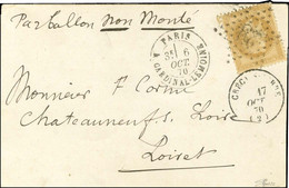 Etoile 28 (rare) / N° 28 Càd PARIS / R. CARDINAL LEMOINE 6 OCT. 70 Sur Carte Pour Chateauneuf Sur Loire, Au Recto Rare C - War 1870