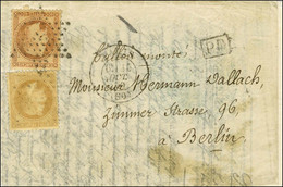 Etoile / N° 28 + N° 31 Càd PARIS (60) 15 OCT. 70 6E Sur Agence Havas édition Allemande Pour Berlin, Au Verso Très Rare C - War 1870