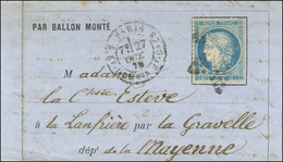 Etoile 20 / N° 37 Càd PARIS / R. ST DOMque ST GN N° 58 27 OCT. 70 7E Sur Lettre PAR BALLON MONTÉ Pour La Gravelle, Au Ve - War 1870