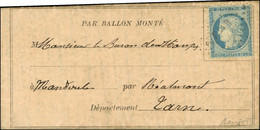 Ballon Poste N° 1 (édition Sur Papier Rose) Daté De Paris Le 31 Novembre 1870 Pour Réalmont (Tarn). Au Recto, Griffe PLA - War 1870