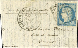 GC 2170 / N° 37 Càd PARIS / LA MAISON BLANCHE 3 NOV. 70 Sur Lettre Pour Brest Sans Càd D'arrivée. LE FERDINAND FLOCON Pr - War 1870