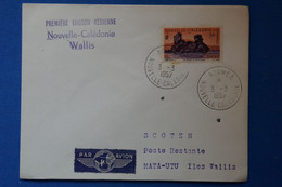 Q4 NOUVELLE CALEDONIE BELLE LETTRE 1957 NOUMEA POURMATA UTU WALLIS ISLANDS+ AFFRANCHISSEMENT PLAISANT - Lettres & Documents