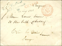 Càd Rouge Bau DU PALAIS DE FONTAINEBLEAU / * Sur Lettre Avec Franchise Bleue ' Cabinet / De L'Empereur / (2) ' Sur Lettr - Lettere In Franchigia Civile