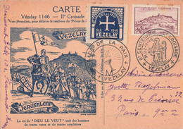 1946 1146 8e Centenaire Croisade De La Paix Vezelay Cachet 1946 Timbre N°759 + Vignette - Brieven En Documenten