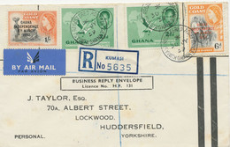 GHANA 1959, Rare Mixed Postage Of The Independence Celebration On Rare R-Airmail-Cover From KUMASI To LONDON - Ghana (1957-...)