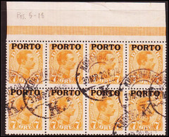 1924. Postage Due. Porto. Chr. X. 7 Øre Orange  8-BLOCK KØBENHAVN 20.6.24 (Michel P3) - JF418037 - Port Dû (Taxe)