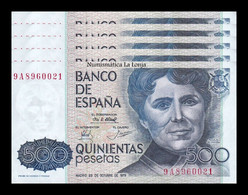 España Lot Bundle 5 Banknotes 500 Pesetas 1979 Pick 157r Serie 9A SC- AUNC - [ 4] 1975-… : Juan Carlos I